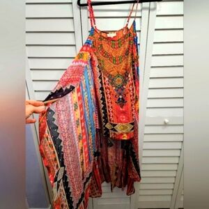 Camilla Silk Mini Dress Or Top with Attached Long Cape.  A WOW piece of art!!!!